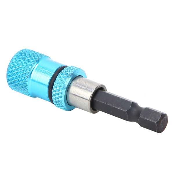 Blå 1/4in skaft skrutrekker bitsholder i rustfritt stål med hurtigutløsning magnetisk bit 60mm
