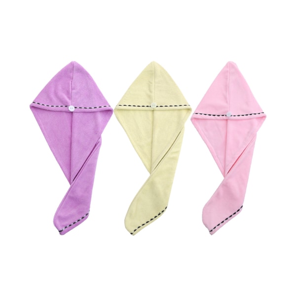 Hårtørkehåndklær for kvinner, 3-pakk supermyk absorberende mikrofiberturbaner Twist hårinnpakning -lys lilla + beige + lys rosa