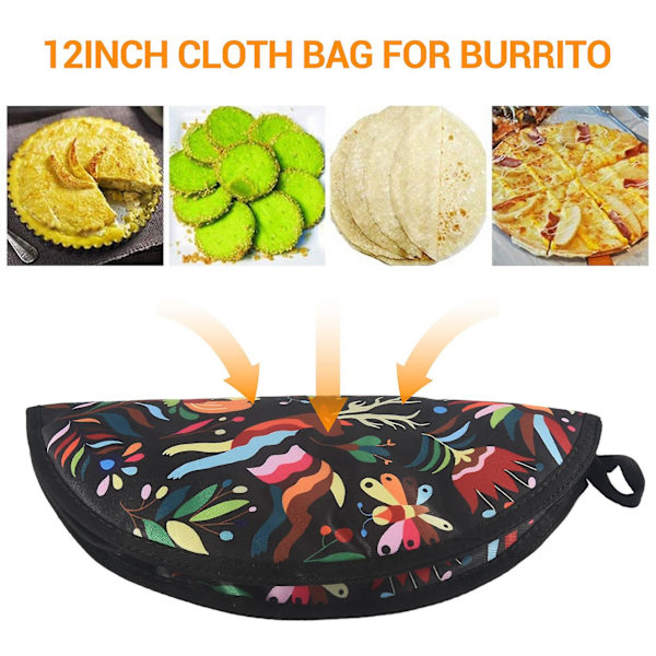 12 tommer stoftaske til burrito, bærbar tortilla-pose hjemme til mikroovn Restaurant madpandekage, c