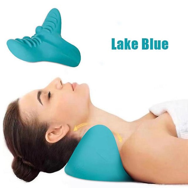 Nakke Skulder Båre Relaxer Massasjepute Cervical Kiropraktisk Traksjonsenhet for smertelindring Cervical Spine Alignment Lake Blue