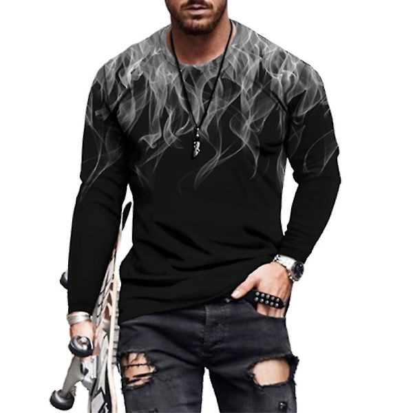 Miesten casual T-paita pitkähihaiset topit Grey XL
