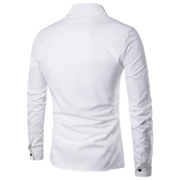 Herrar Toppar Långärmad Skjorta Formell Affärsskjorta White 2XL
