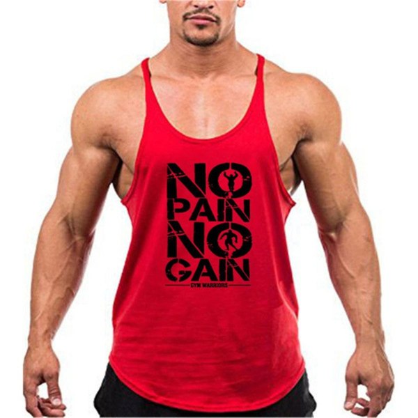 Mænds Trænings Stringer Tanktop Muskel Gym Bodybuilding Fitness Ærmeløs Træning Y-Ryg Toppe Kompatibel Med Red L