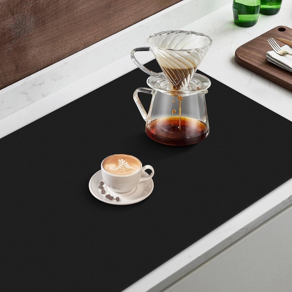 Kaffemåtte Superabsorberende Opvaskemåtte Kaffebar Tilbehør Matcher med kaffemaskine Kaffemaskine Kaffekande Store tørremåtter til køkkengrej Black 50x60cm