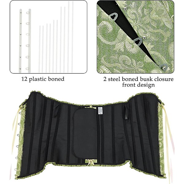 Szivyshi Dame Overbust Sweetheart Lace Up Plastic Bones Corset Bustier Top -ge Green 3*L Plus