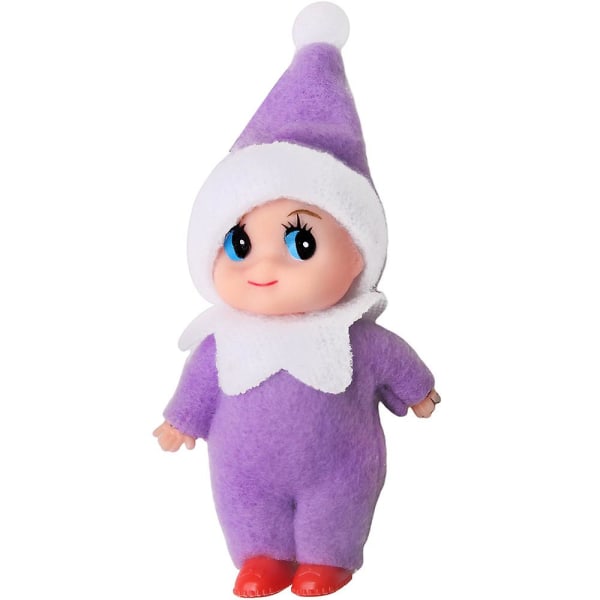 Joulupukki-vauvan kiltti tonttu-nukke, tuntukankaasta, hyllykoriste, tonttulelu, lasten joululahja -ES Purple