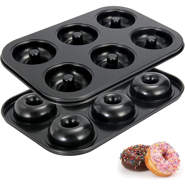 Donut, Non-stick 6-huls Donut Bageforme, Donuts Form - Bagels Doughnuts Biscuit Kage Bageform Black