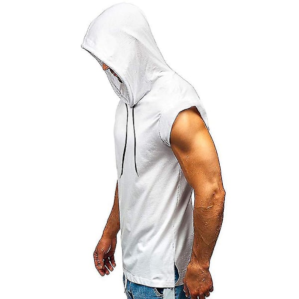 Kortärmad hoodie för män Gym Sport T-shirt linne White L