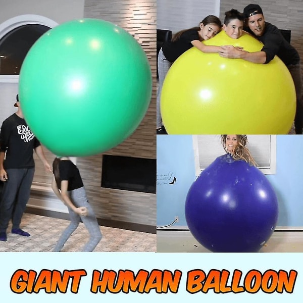 72 tommer kæmpe menneskelig ballon rund klatre i ballon tyk latexballon kompatibel med bryllupsfødselsdagsbegivenhedsindretning -ES