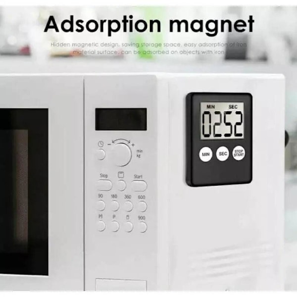 Digitalt køkkentimer med bagmonteret LCD nedtællingsdisplay, 99-minutters rækkevidde
