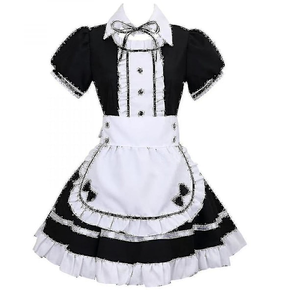 2022 Lolita Pigekostumer Fransk Pigekostume Piger Kvinder Amine Cosplay Kostume Servitrice Pigefest Scene Kostume Sæt -ge Black XL