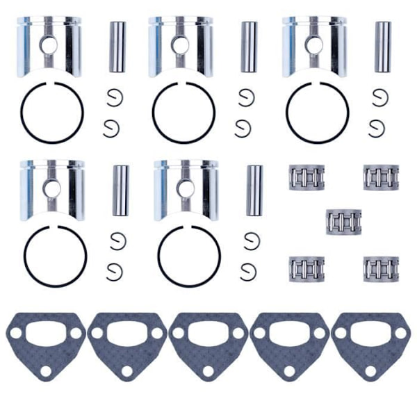5 x (38 mm) nålringslager ljuddämparpackningssats kompatibel med Husqvarna 41 36 136 136LE 137 137E 141 142 JONSERED