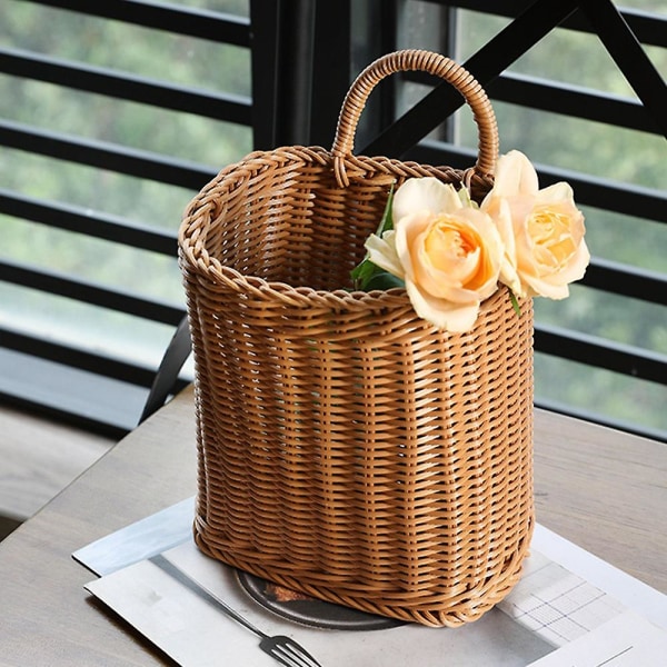 Korg med Handtag Vävda Hängande Korgar för Vardagsrum Frukt Diverse Organizer Handvävd Korg