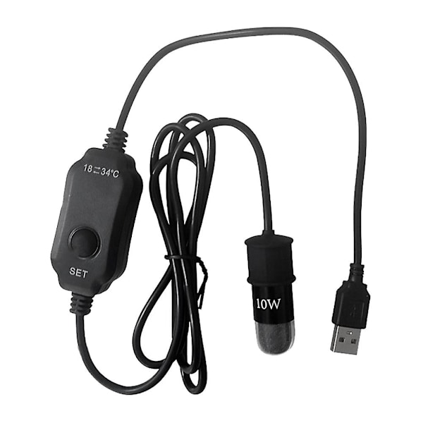 Pieni akvaariolämmitin säädettävä lämpötila-alue digitaalinen näyttö USB-lataus minitankille kilpikonnalle Black