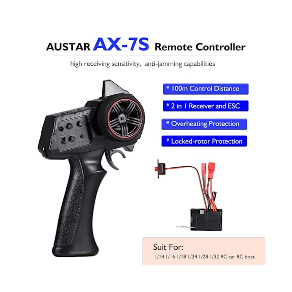 Bærbar AX7S 2.4G 3CH Lille Universal RC Sender Controller