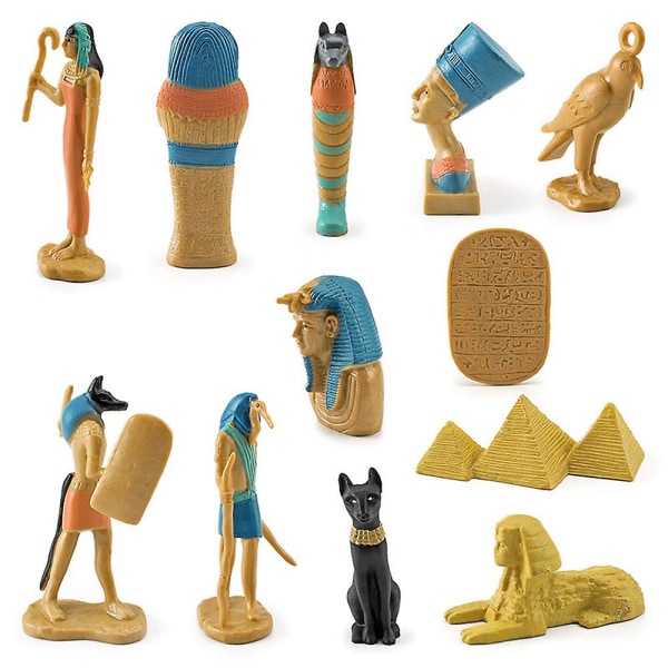 12 stk Ancient Egypt Model Legetøj Sæt Realistisk Pyramid Sphinx Figur Legetøj Kid Gift Ancient Egyptian