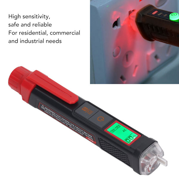 Beröringsfri elektrisk detektor AC spänningstestare digital display elektrisk testpenna med LED