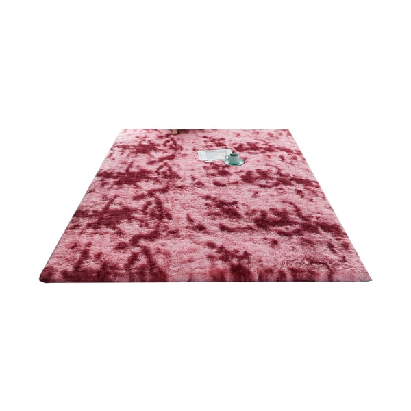 Oval fluffy ultra blødt soveværelse tæppe plys tæppe-slipsfarvet mørkerød