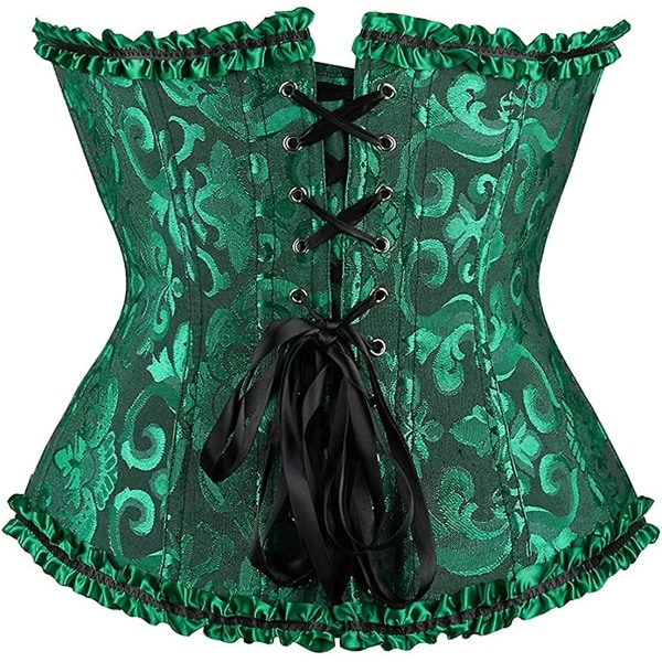 Szivyshi Dame Overbust Sweetheart Lace Up Plastic Bones Corset Bustier Top -ge Black Green 5*L Plus