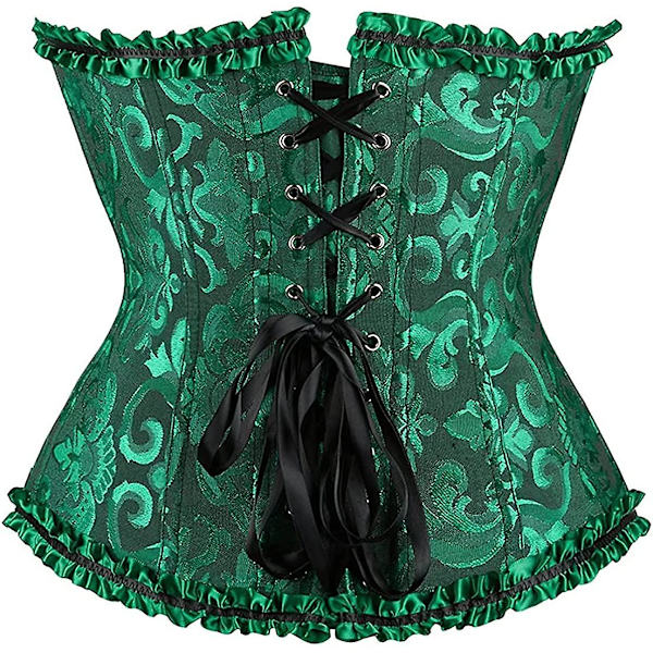 Szivyshi Kvinders Overbust Sweetheart Snøre Plastikknogler Korset Bustier Top -ge Black Green L