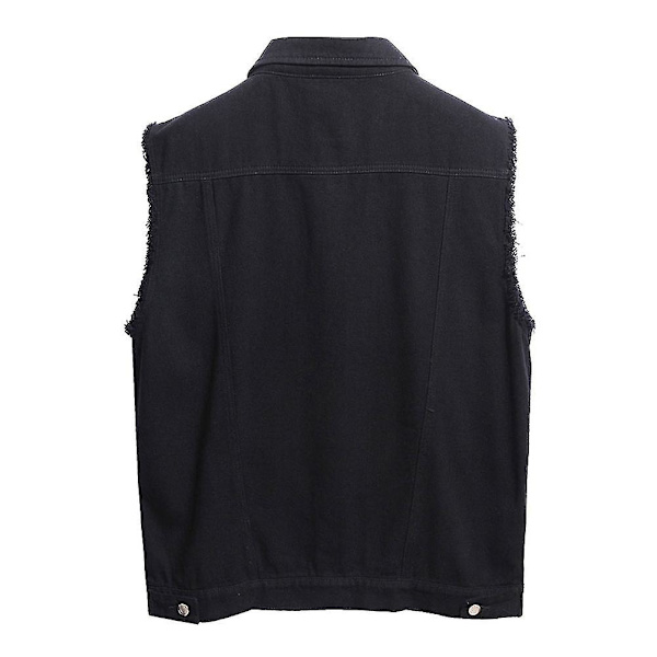 Miesten casual repeytys farkkuliivit klassinen Trucker Button Down Hihaton Jean liivi -HG Black S