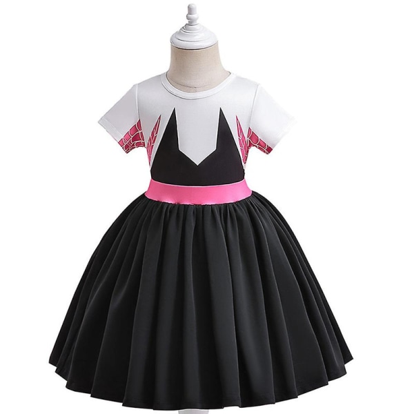 1-7 år Barn Flickor Cosplay Spider Gwen Klänning Superhjälte Fancy Dress Halloween Carnival Maskerad Festpresenter 5-6 Years