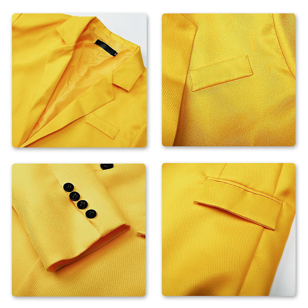 Yynuda Miesten Business Casual Klassinen Notched Lapel Kaksoissplitti Yksivärinen Yksipainikkeinen Puku Takki 11 Väriä Yellow L