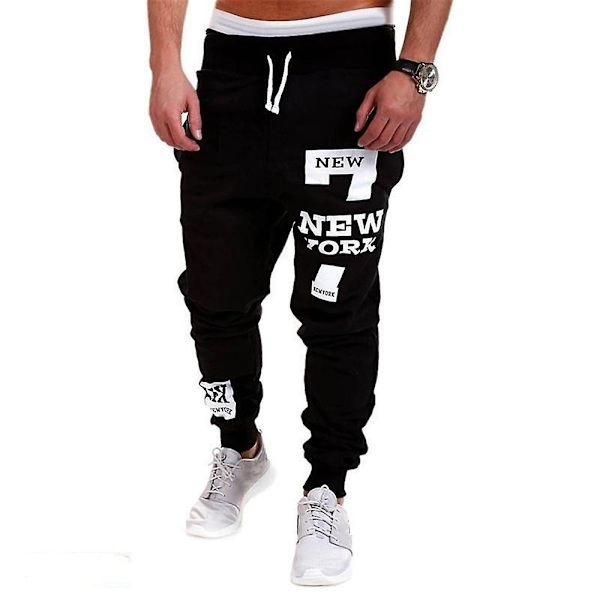 Herrkläder Set Printed långärmade huvtröjor med dragsko Black 2XL