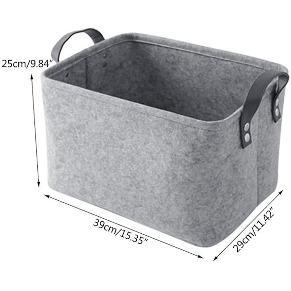 Opbevaringskurv med to håndtag, filtkurv til legetøj, bøger, magasiner grey 33CM*23CM*20CM