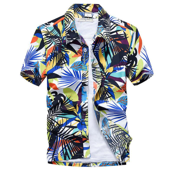 Hawaiiansk skjorte for menn Strandknappskjorter Topper Holiday Light Green 2XL