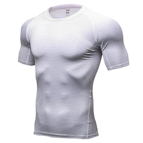 Herre Base Layer T-shirt Under Skin Tee Gym Sport Toppe White M