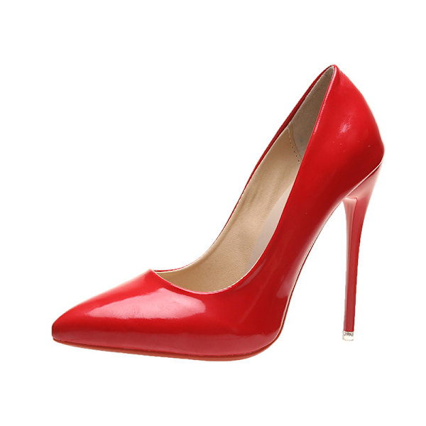 Damesko, røde høye hæler, sexy spiss tå 12cm hæler Red 42