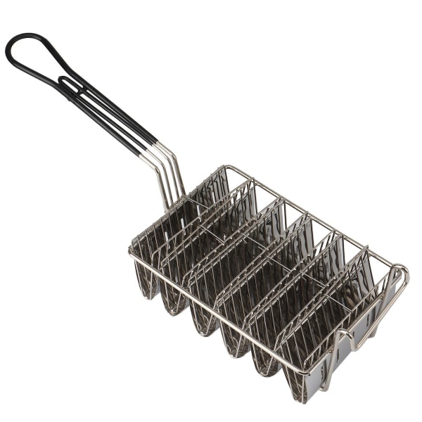 Taco Fryer Basket, Taco Shell Fryer, mahtuu 6 kuorta rasvakeitin Taco Holders Basket kädensijalla -ES silver