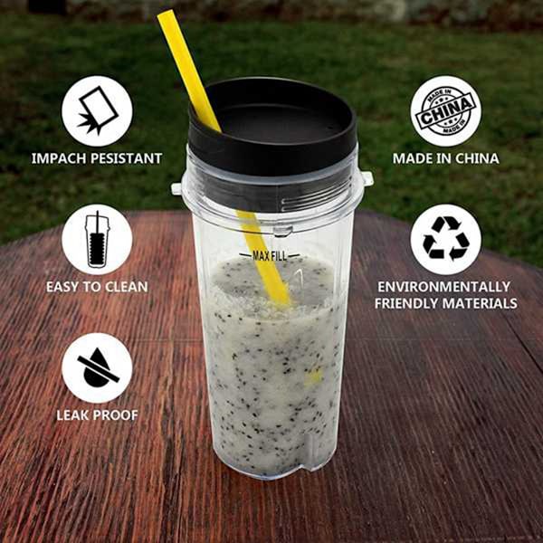 2 stk. 16 OZ Kopp med fire lokk, blender reservedeler til BL660 BL770 BL740/QB3000/BL810 Blender