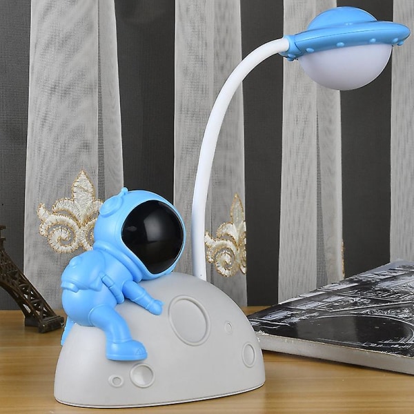 Bordlampe Dimbar Astronaut LED Nattlampe Studie Øye Beskyttelse Skrivebord Dekorasjon Gave Blue