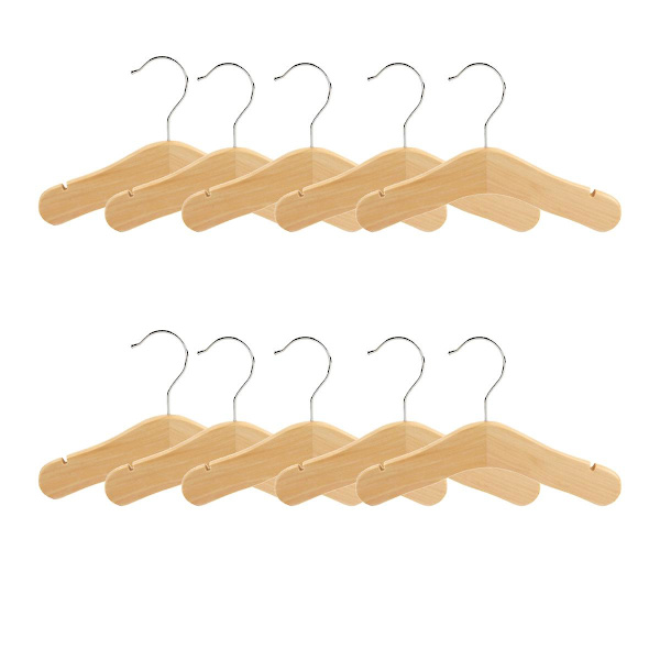 Træ Baby Bøjler, Børnebøjler, Indskårne Skulderdesign Til Børnetøj, Dekoration Bøjle, 10 -ES Wood Color