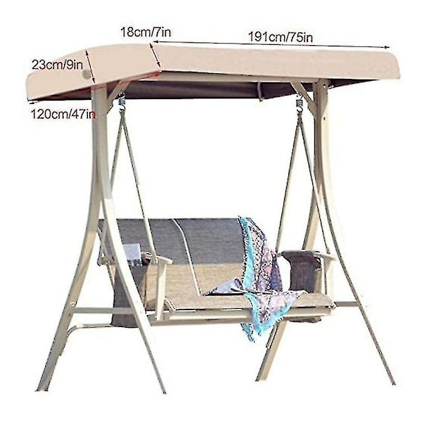 Erstatnings Tak til Hagegynge Universal Gyngetak Veranda Gyngebenk Hageliggestol 2-3 Sitteplasser 191 X 120 Cm green