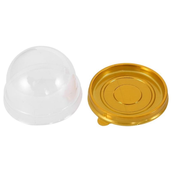 150 st genomskinlig plast mini cupcake lådor Muffin Pod Dome Muffin Cake Container Box Individuell Cupca Gold