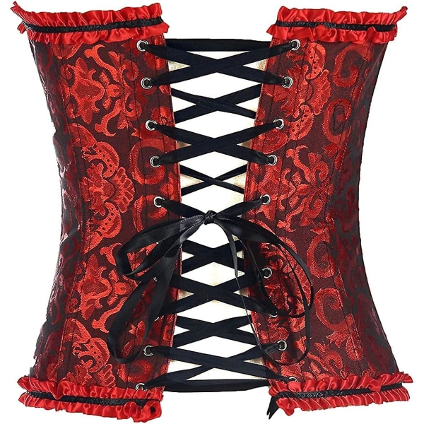 Szivyshi Naisten Yläosa Ylirintainen Sydämen Muotoinen Nauhakiinnitys Muoviset Luut Korsetti Bustier -ge Red and Black 6*L Plus