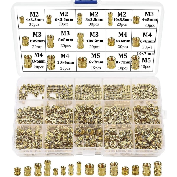 Gjengeinnsatser Hunn M2 M3 M4 M5 Messing Gjengehylser Kompatibel Med 3D-utskrift 330stk