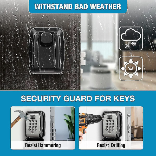 Veggmontert vanntett nøkkelsafe Utendørs nøkkelboks nøkkelsafe Veggmontert safe - Bruk nøklene dine -ES