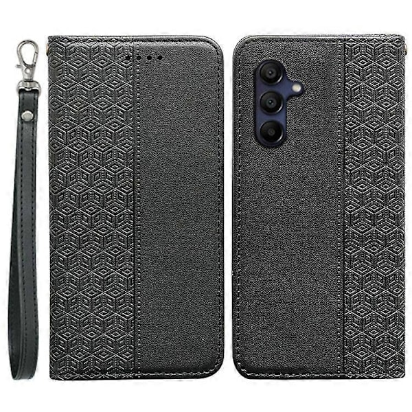 Kompatibelt Plånboksfodral för Samsung Galaxy A26 5G, Stark Magnetisk Rutmönstrad Prägling Läder Flipfodral Black
