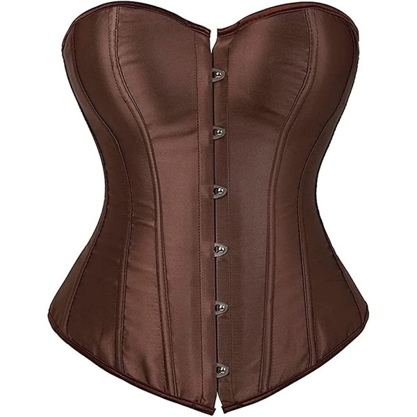 Szivyshi Kvinders Overbust Sweetheart Snøre Plastikknogler Korset Bustier Top -ge Brown 808 M