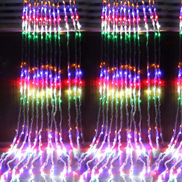 3x3m 6x3m Meteorisuihku sade led-nauha valo ulkona joulu vesiputous Garland String valo ikkuna verho jääpuikko keiju valo Multicolor 3X3M 320LEDS