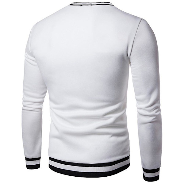 Miesten Topit V-kaula-aukkoinen pitkähihainen Colorblock-neulepusero casual collegepaita White M