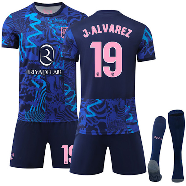 2425 Atletico Madrid udebane J.Alvarez fodboldtrøje blå XS(160-165cm)