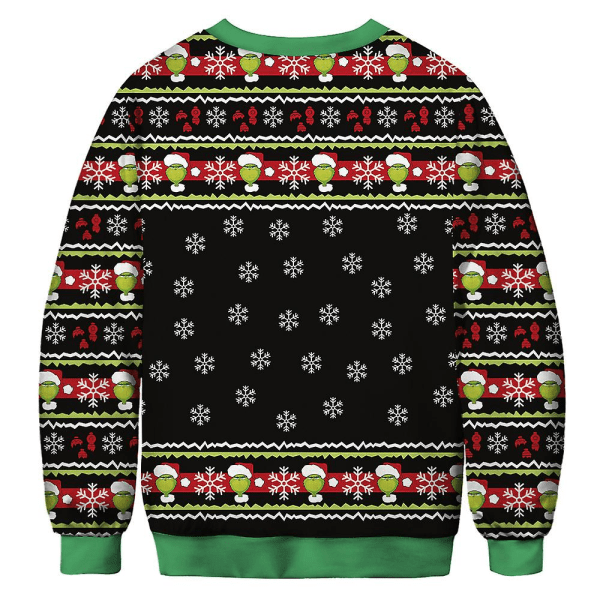 Aikuiset Pariskunnat Joulujuhlat collegepaita Grinch Print Crew Neck Neule Pitkähihaiset Vihreät Monster Topit A XL