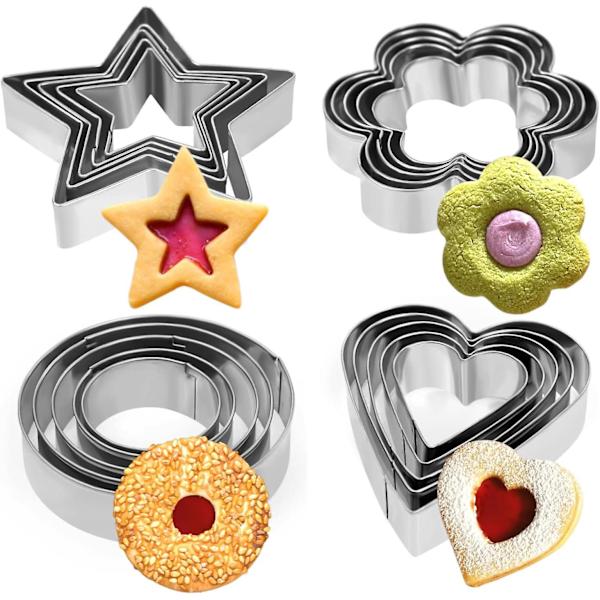 Mini Cookie Cutter Sett - 20 stykker rustfritt stål