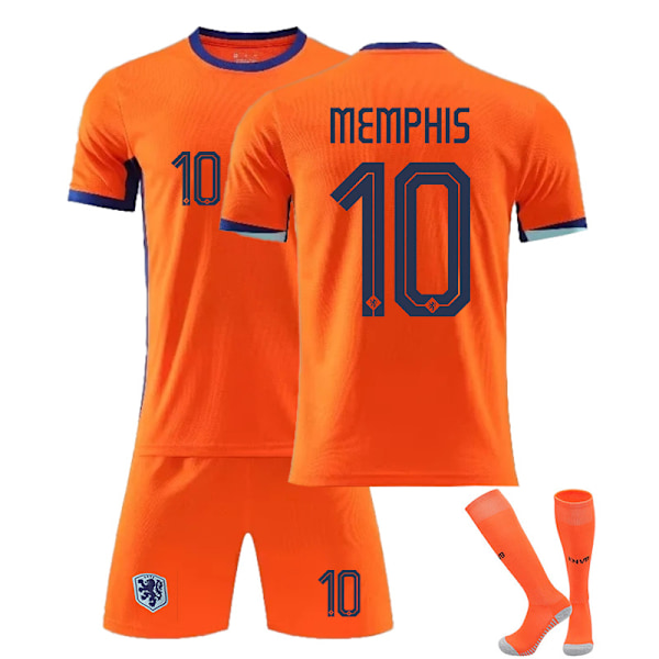 2425 Holland hjemmefodboldtrøje MEMPHIS Trøjesæt med sokker S(165-170cm)