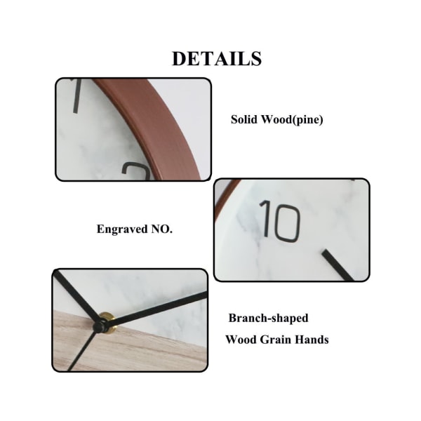 12 tuuman puumainen seinäkello harjattu luova watch moderni yksinkertaisuus*12 tuumaa